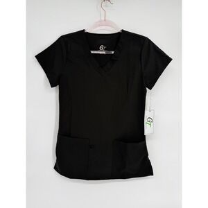 GT Performance Black V Neck Scrub Top Short Sleeve Women's Sz S